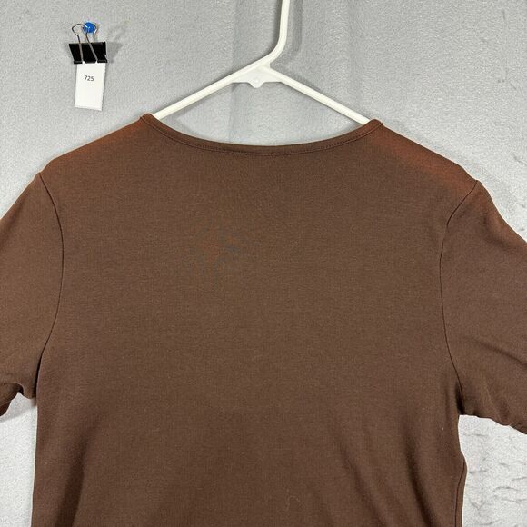 CJ Banks Womens Short Sleeve Top Blouse Brown V Neck Pullover Plus Size X - Picture 8 of 12